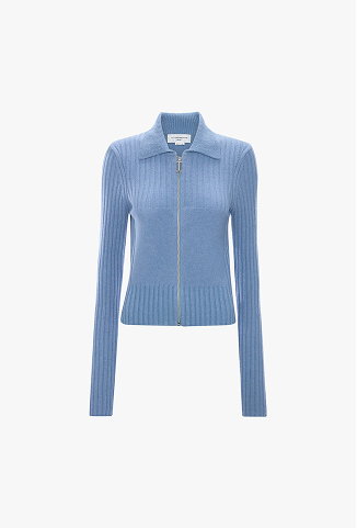 Zip Jumper In Blue Melange