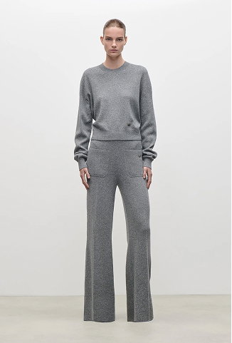 Alina Knitted Trouser In Mid Grey