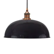 Navy Blue Worcester Pendant Light - Antique Copper - Black Round