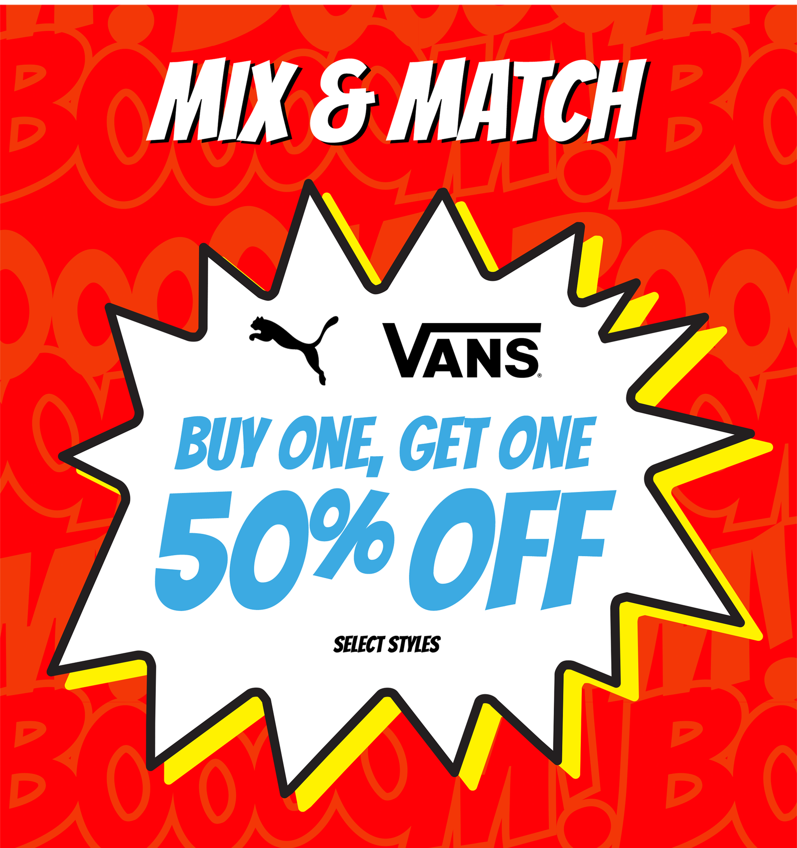 Mix & Match! Buy one, get one 50% off!