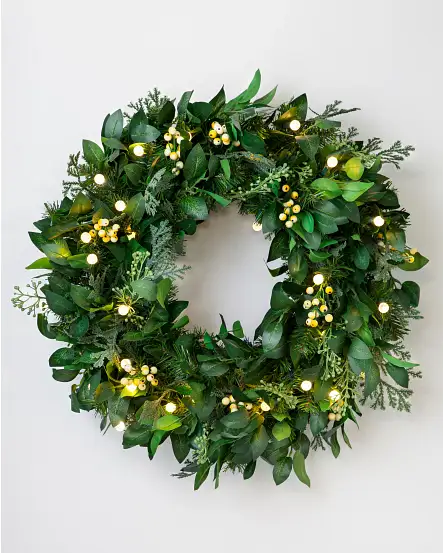 Outdoor White Berry Cypress Wreath