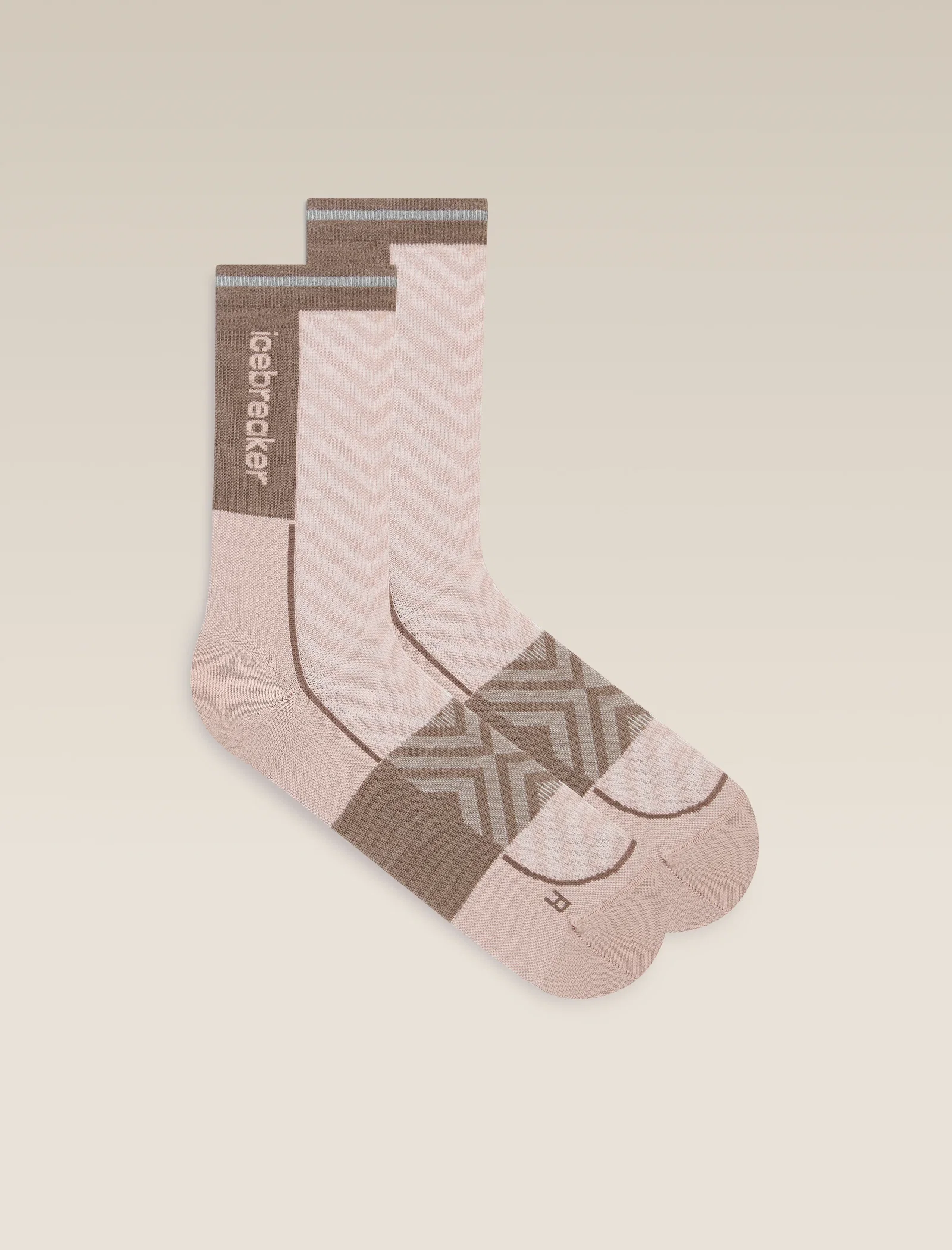 Women's Merino Blend Run+ Ultralight Crew Socks - Pink Quartz/Porcini / M