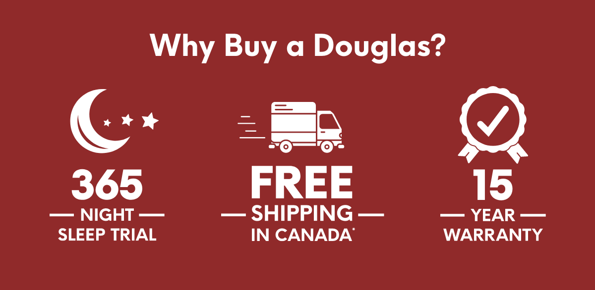 Why Buy a Douglas? 15-Year Warranty, Free Shipping in Canada*, and a 365-Night Sleep Trial