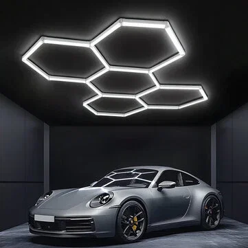 [EU Direct] Elfeland 5-Cell Garage Lights Hexagon Lamp 3 Color Temperatures LED Tube Honeycomb Barbershop Ceiling Lighting For Workshop 4S Car Show Auto Body Repair Gym