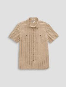 Mason Short Sleeve Work Shirt in Natural/Black Stripe