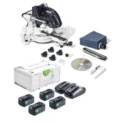Festool KAPEX KSC 60 36V (Twin 18V) Brushless Sliding Compound Mitre Saw, 4x High Power 5.0Ah Batteries, Charger & Case