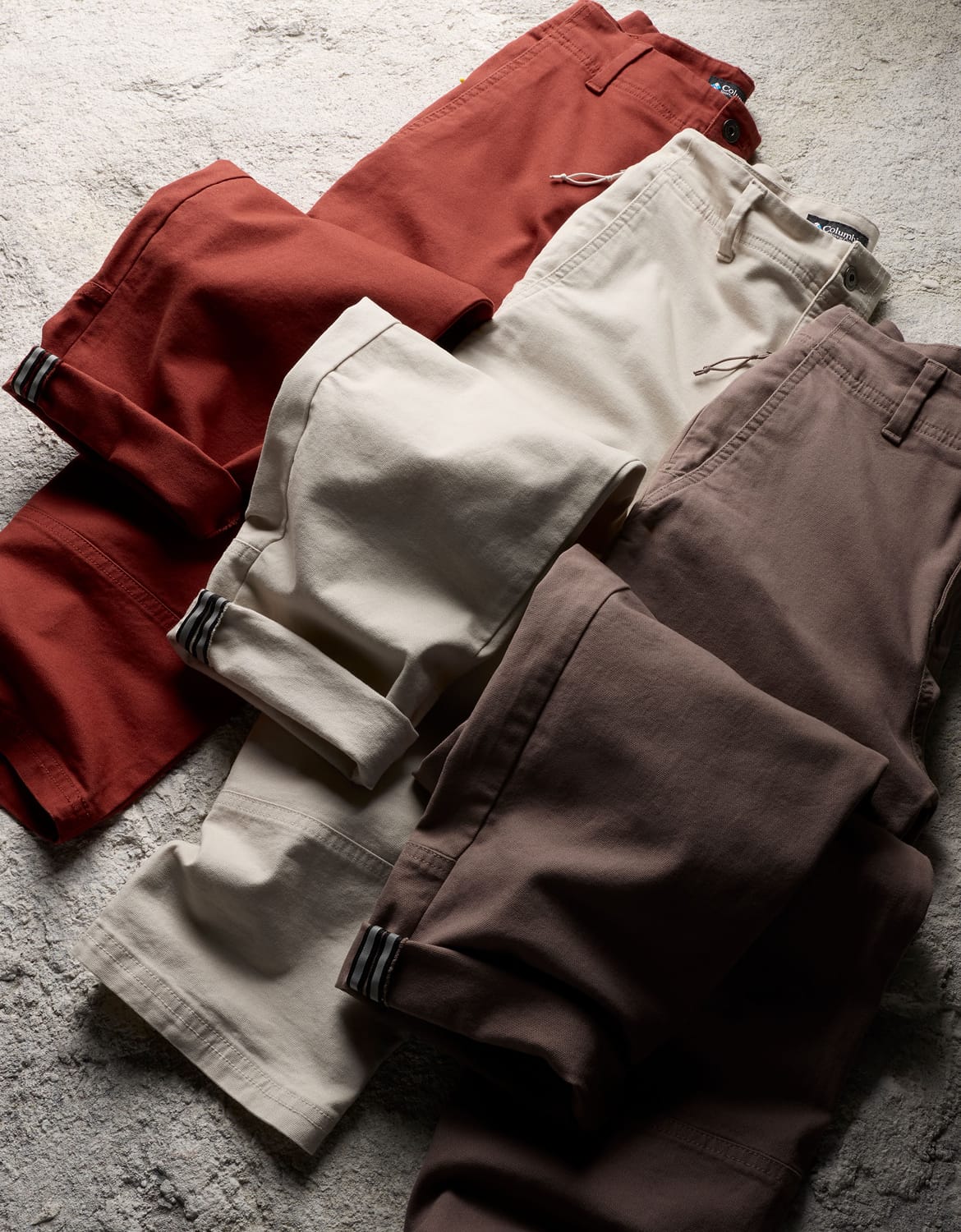 Laydown of three colors of the women's ROC Straight Leg Pant