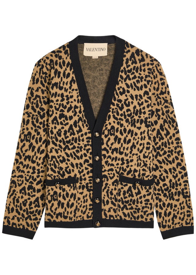 VALENTINO GARAVANI Leopard-print wool cardigan