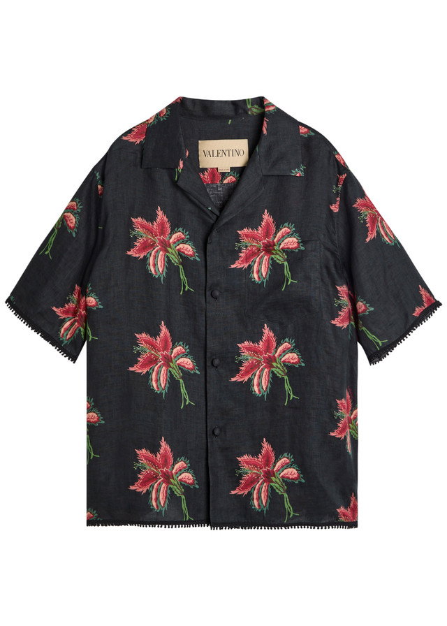 VALENTINO GARAVANI Floral-print linen shirt
