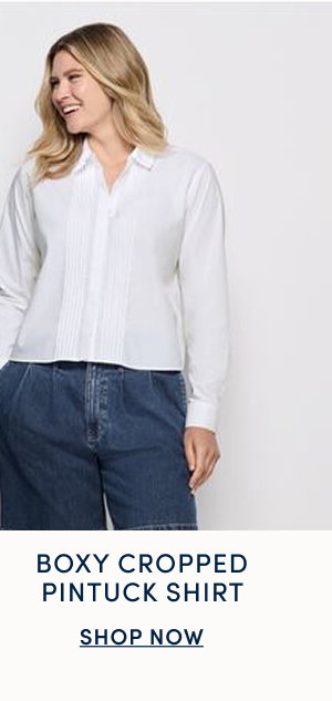 Boxy Cropped Pintuck Shirt