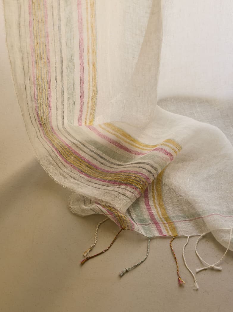 Voilage panneau Jiya blanc et multicolore