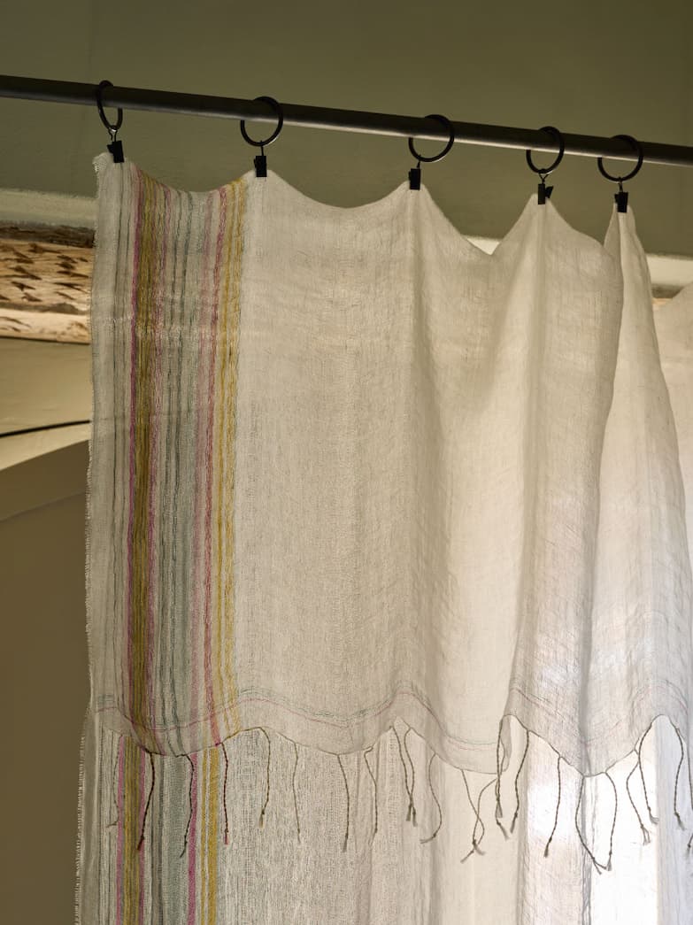 Voilage panneau Jiya blanc et multicolore