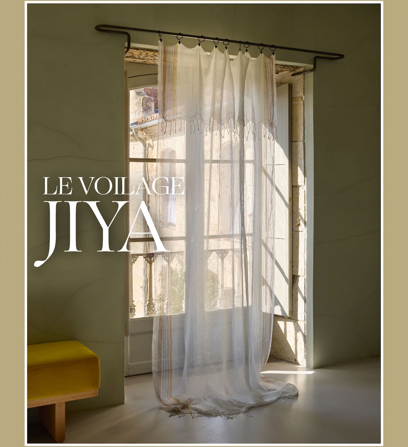 Voilage panneau Jiya blanc et multicolore