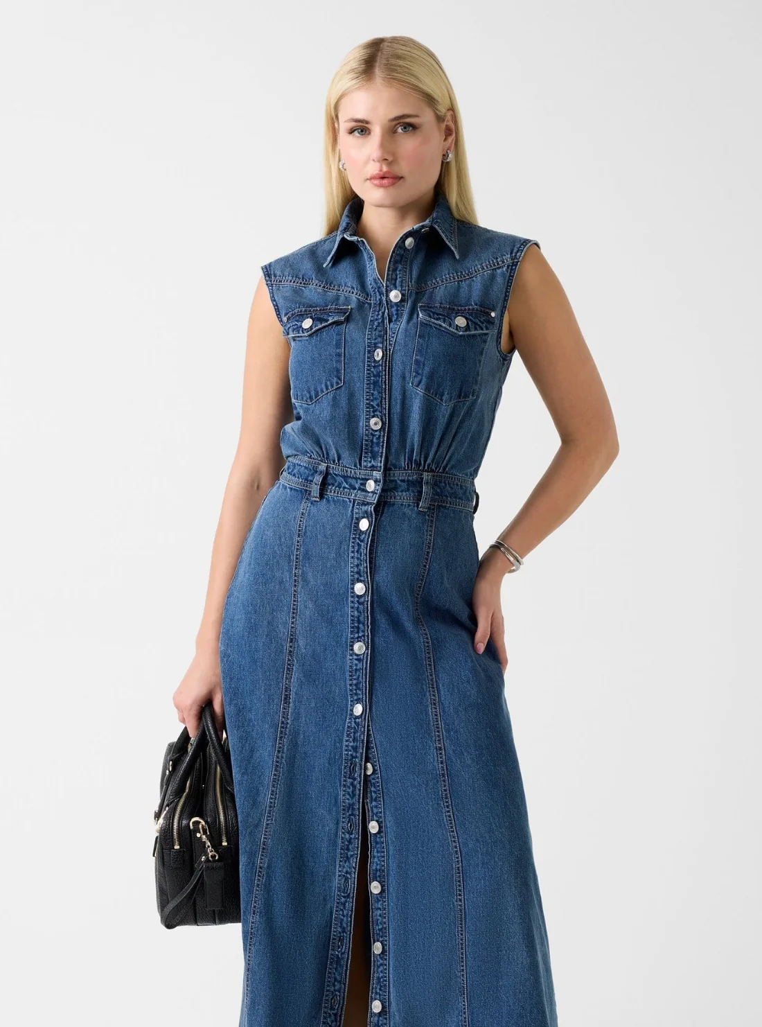 Image of Eco Blue Rugiada Denim Maxi Dress