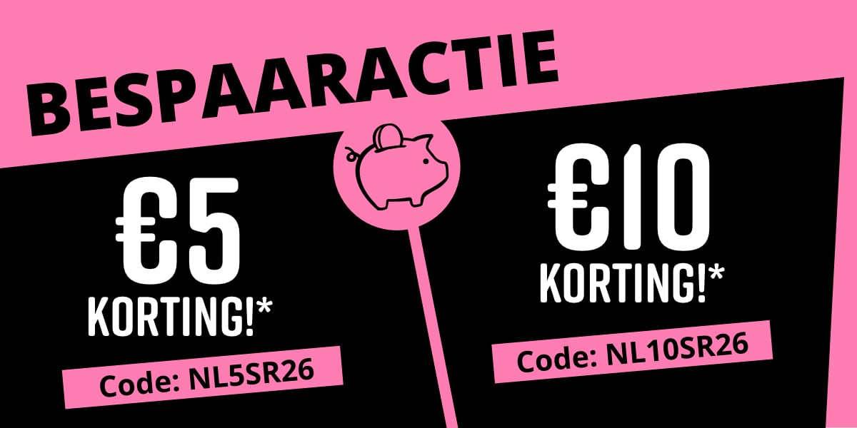  Bespaaractie, €5 korting / €10 korting