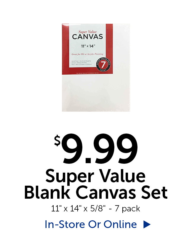 $9.99 Super Value Blank Canvas Set - 11" tall by 14" wide" by 5/8" thick - 7 pack