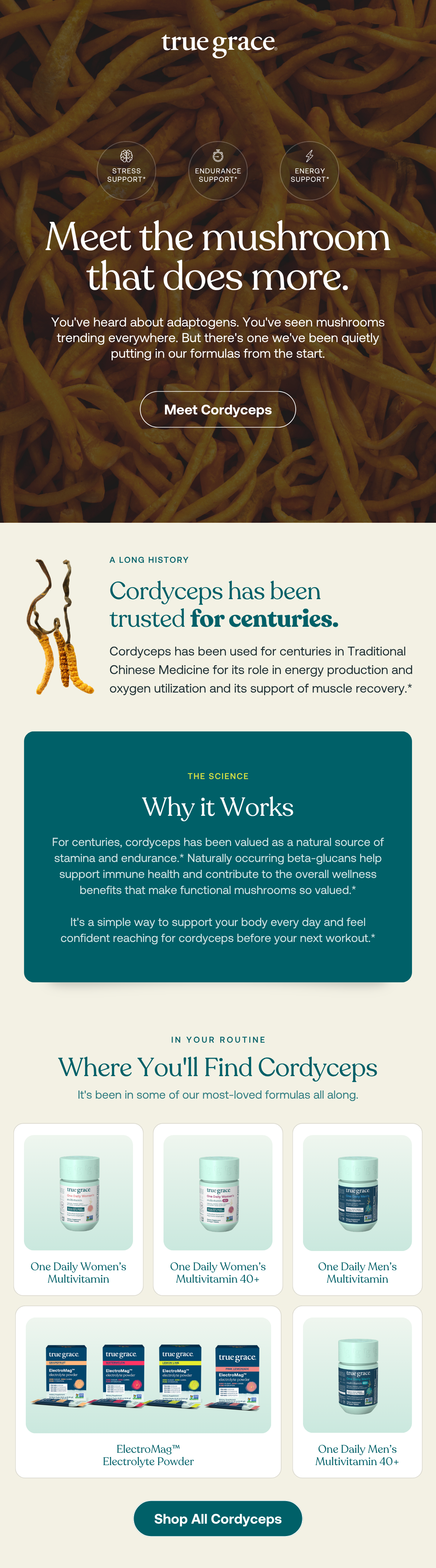 You've heard about adaptogens. You've seen mushrooms trending everywhere. But there's one we've been quietly putting in our formulas from the start. - Shop Cordyceps