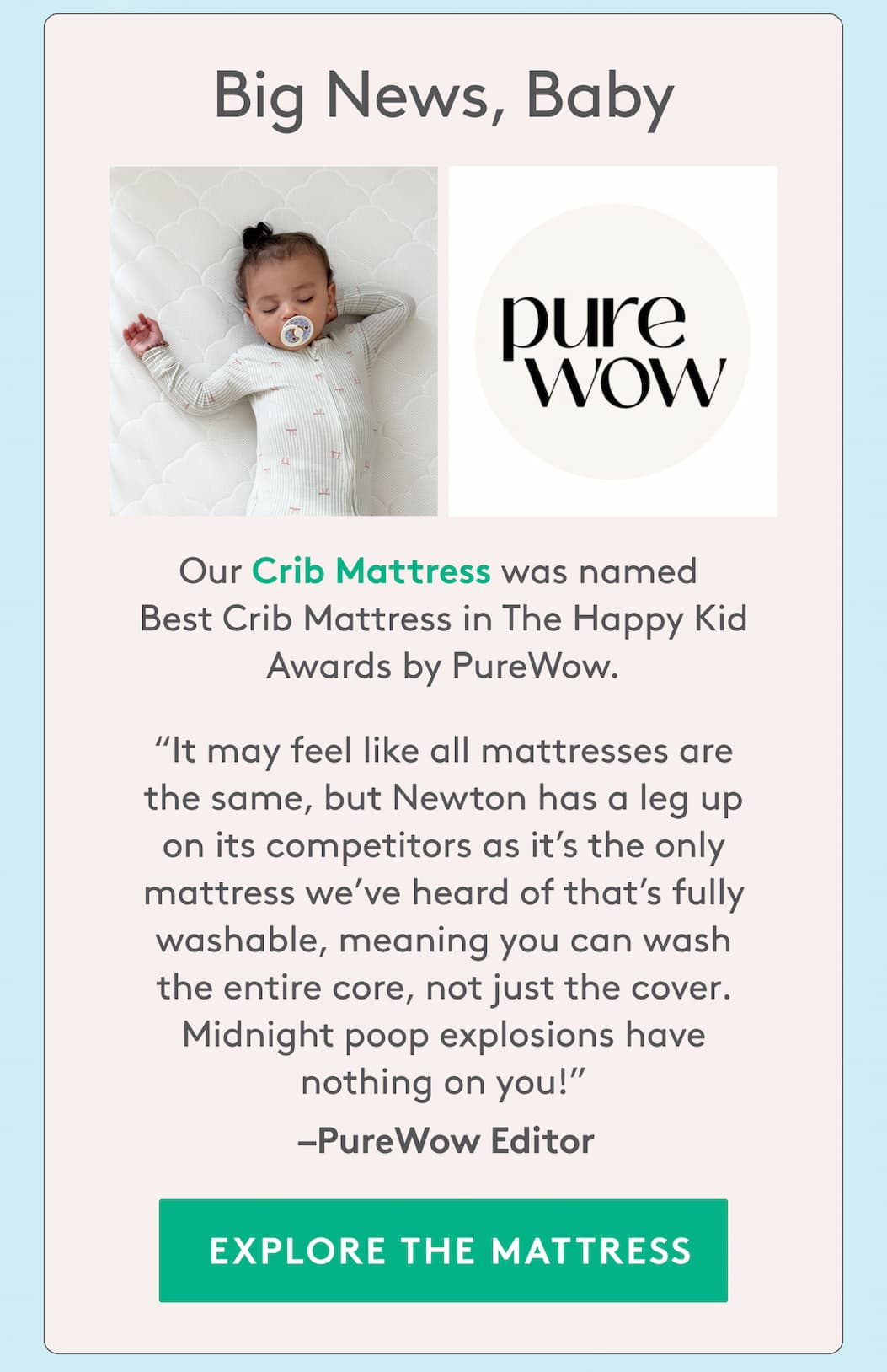 Big News, Baby - Our Crib Mattress was named Best Crib  Mattress in The Happy Kid Awards by PureWow.