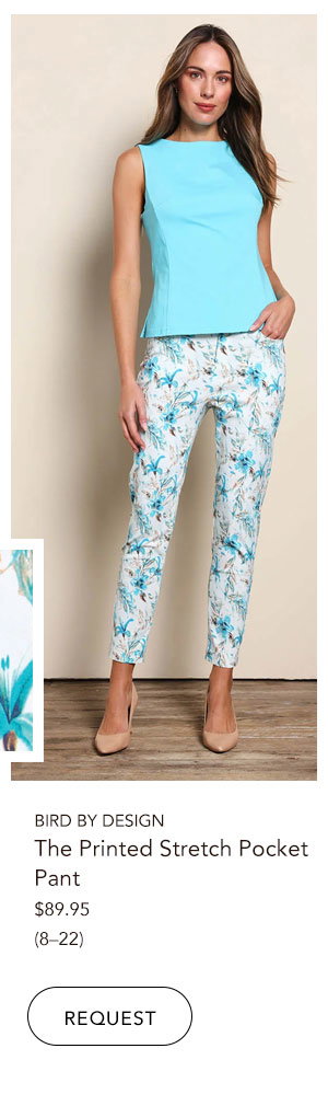 the printed stretch pocket pant aquafleur