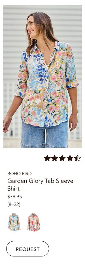 garden glory tab sleeve shirt bluefleur
