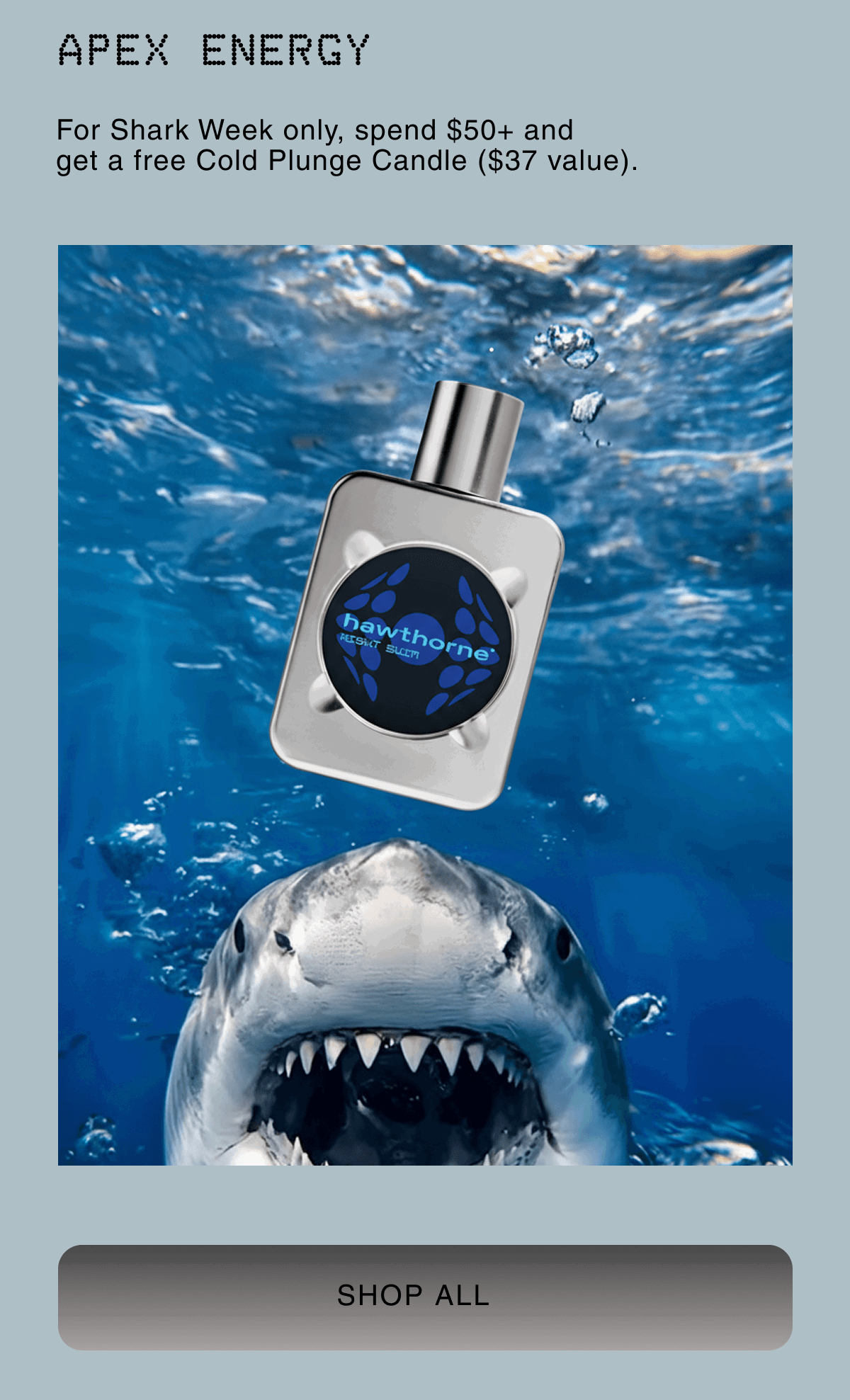 APEX ENERGY | For Shark Week only, spend $50+ and get a free Cold Plunge Candle ($37 value). | Shop All