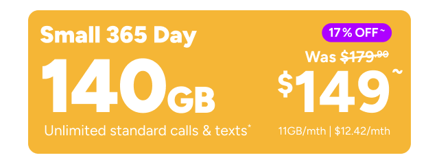 Kogan Mobile - 140GB for $149 ~