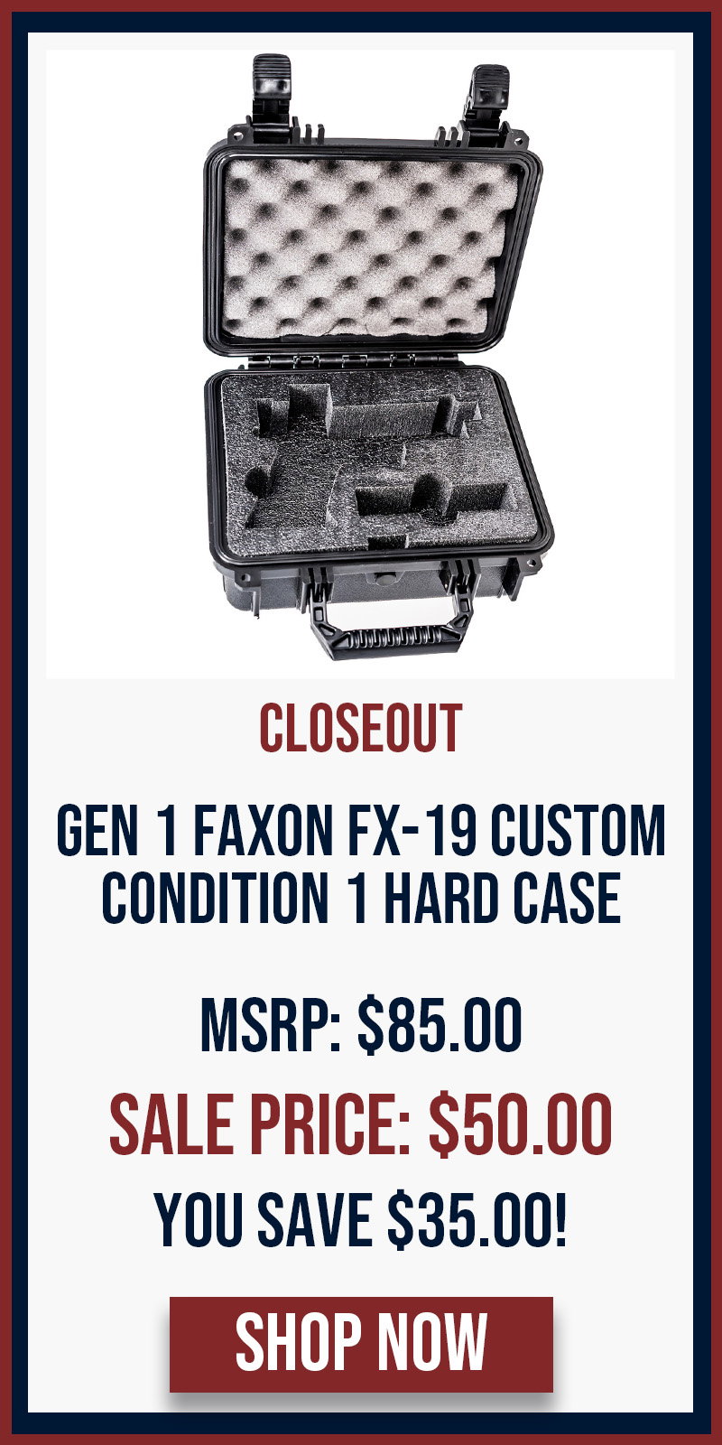 CLOSEOUT: FX19 Pistol case - Custom Condition 1 Case
