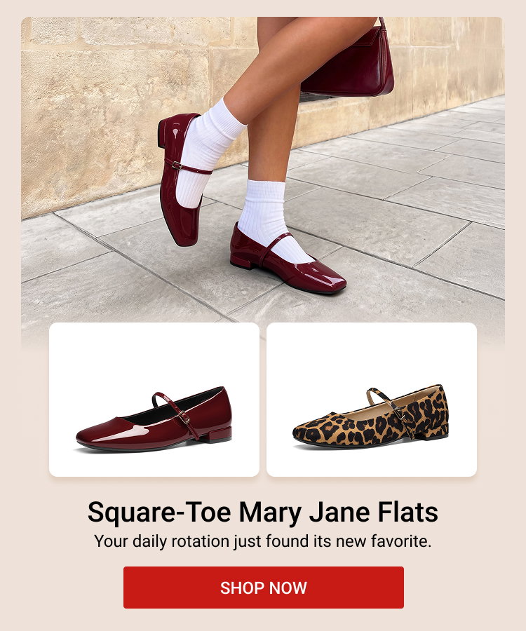 Square-Toe Mary Jane Flats