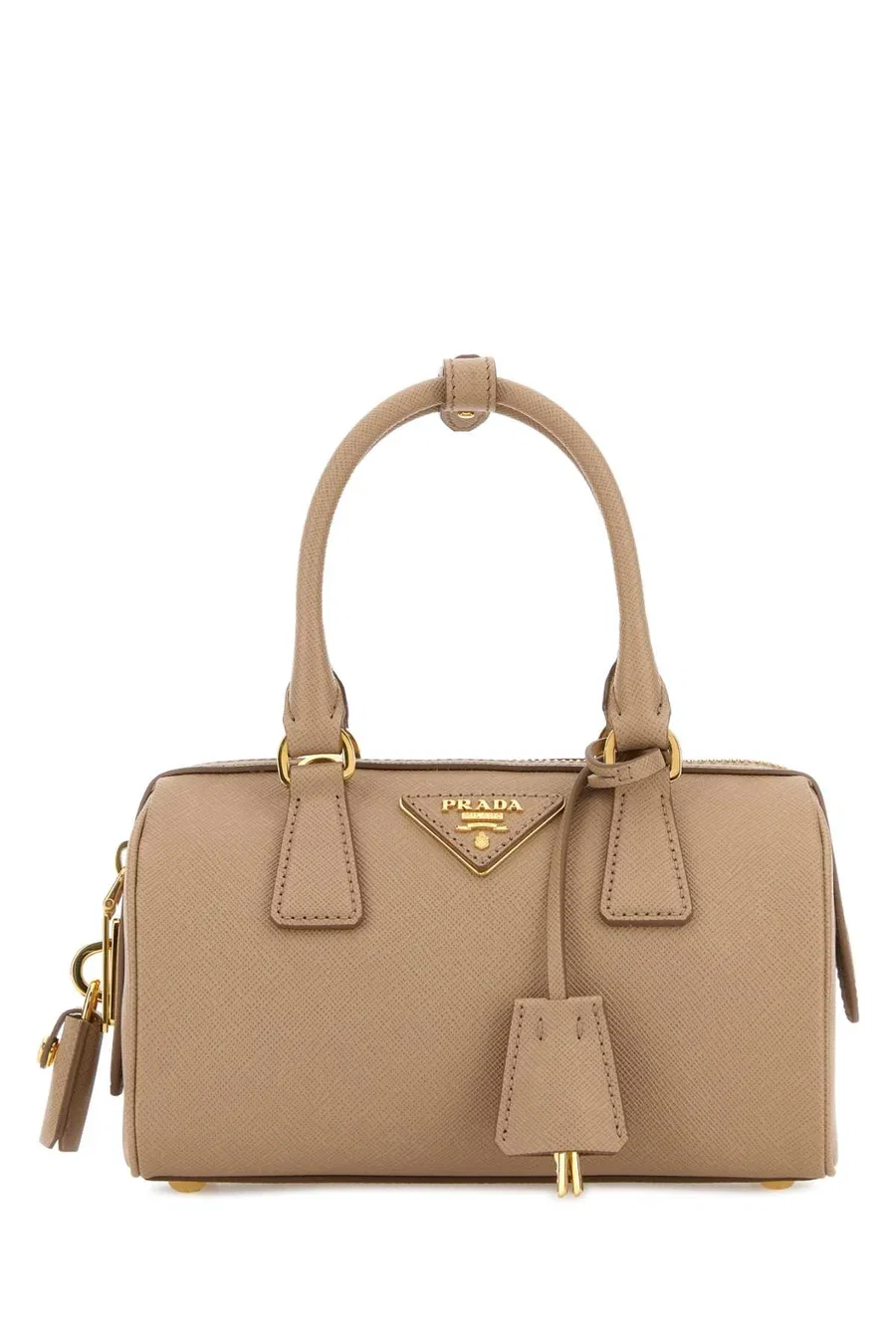 Prada Bauletto Top Handle Bag Beige
