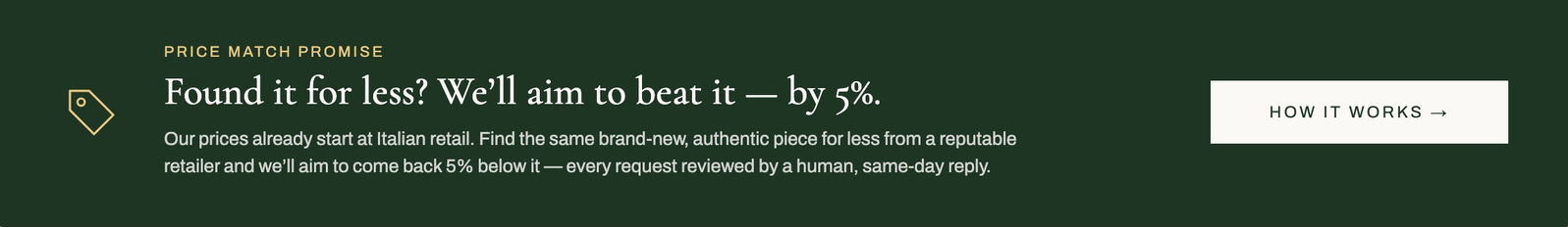 Price Match Promise — Found it for less? We’ll aim to beat it by 5%.