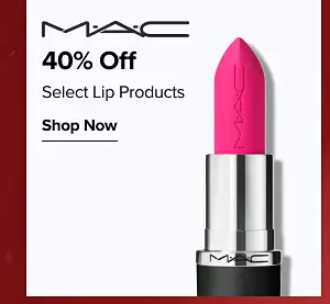 40% Off select MAC lip products. Shop now. A pink shade of lipstick.