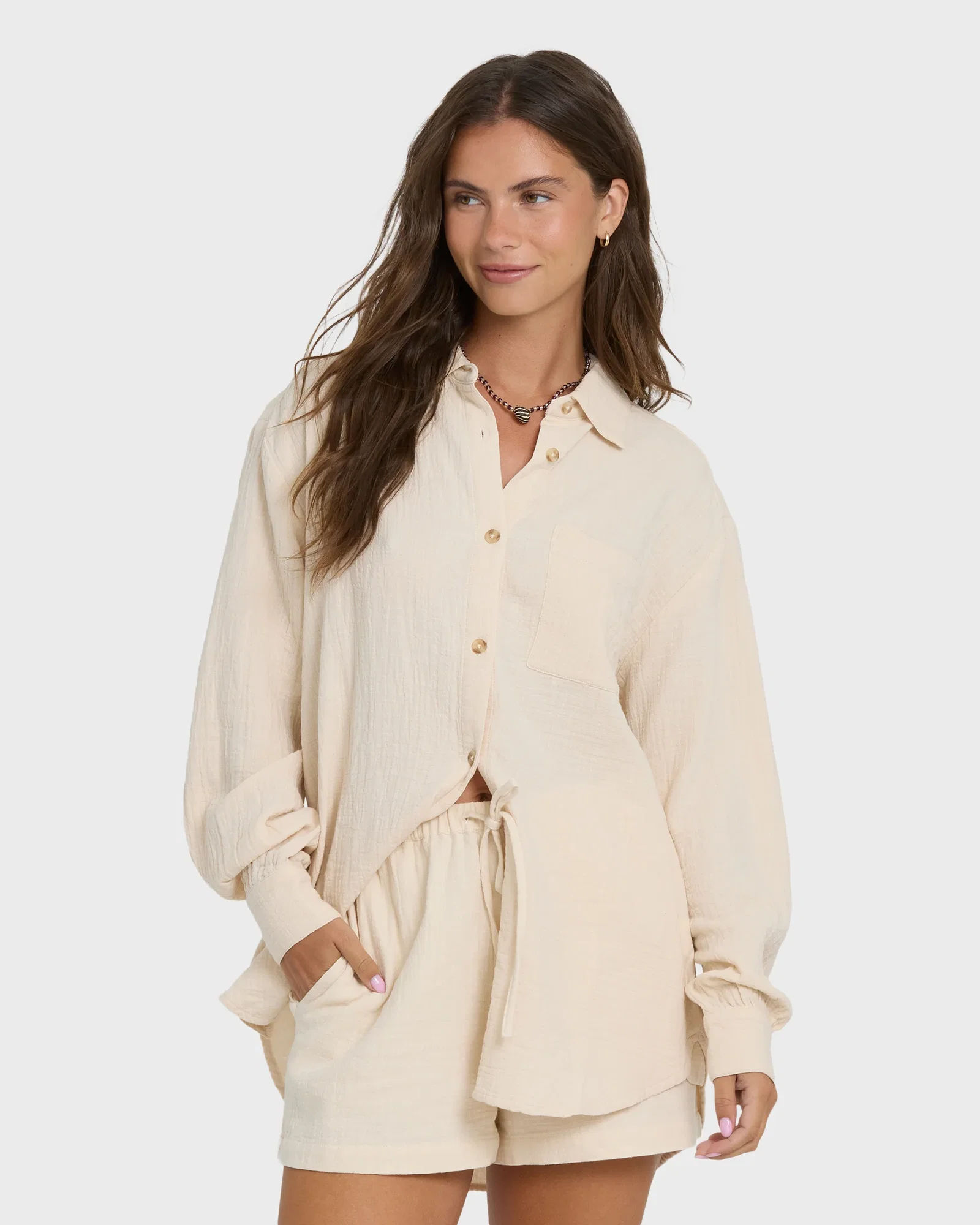 Image of Wanderer Long Sleeve Woven Shirt - Dove