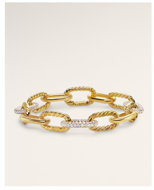 DY Madison® Chain Bracelet18K Yellow Gold with Diamonds, 11mm