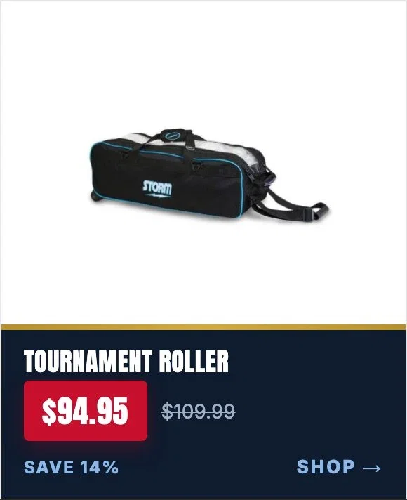 Storm 3 Ball Tournament Roller Tote Black Blue bowling bag