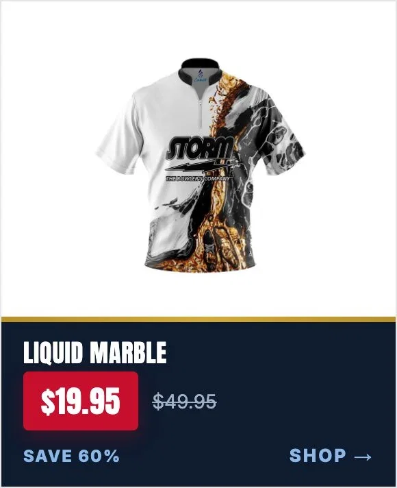Storm Black And Gold Liquid Marble CoolWick Sash Zip bowling jersey