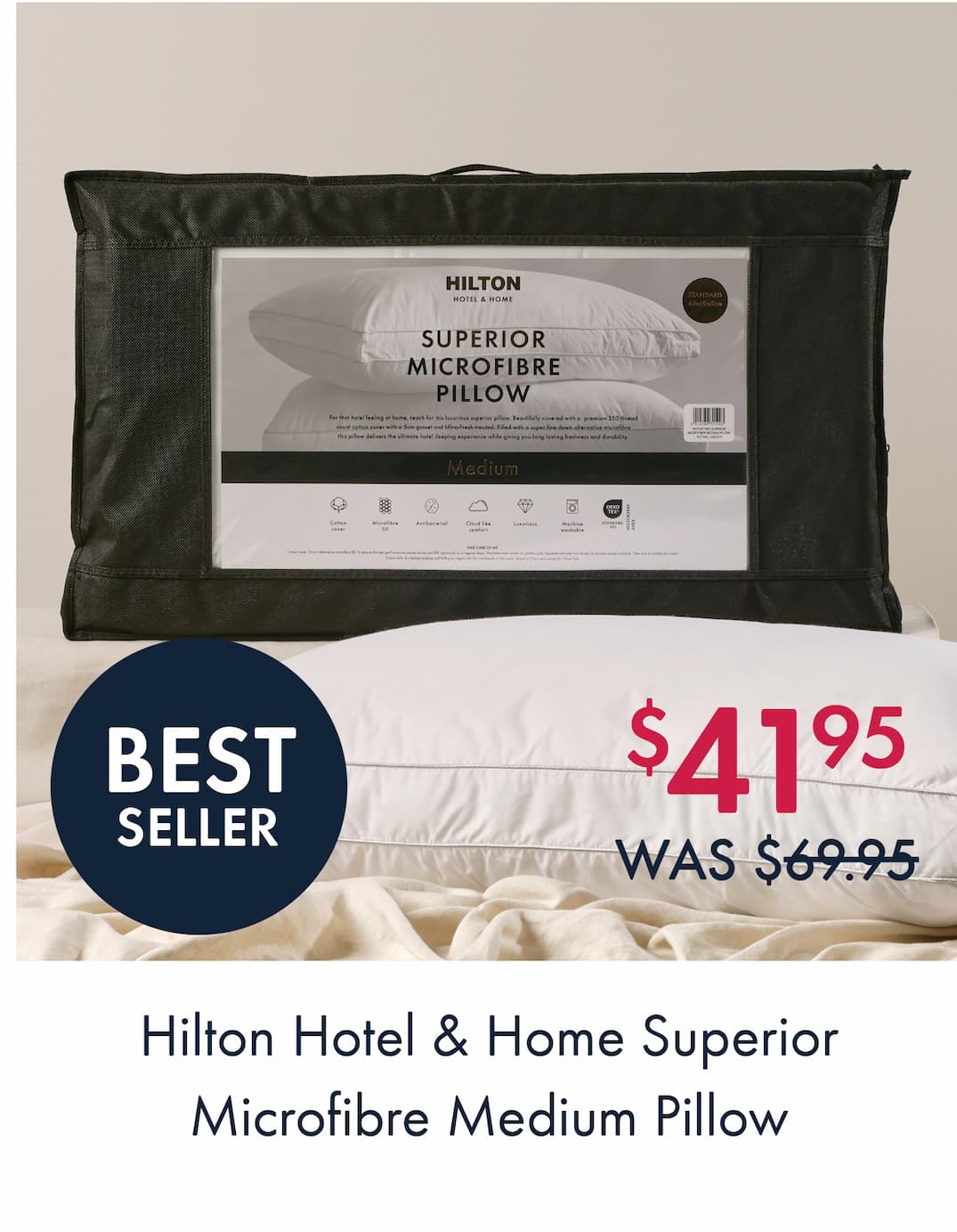 Hotel & Home Superior Microfibre Medium Pillow