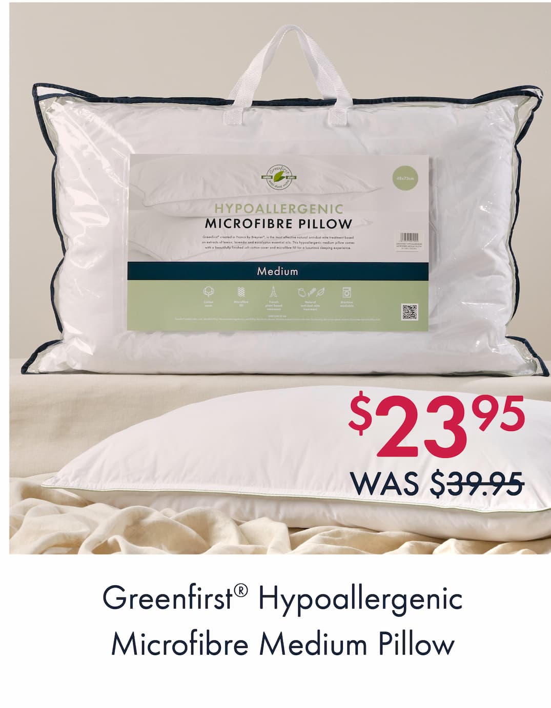 Hypoallergenic Microfibre Medium Pillow