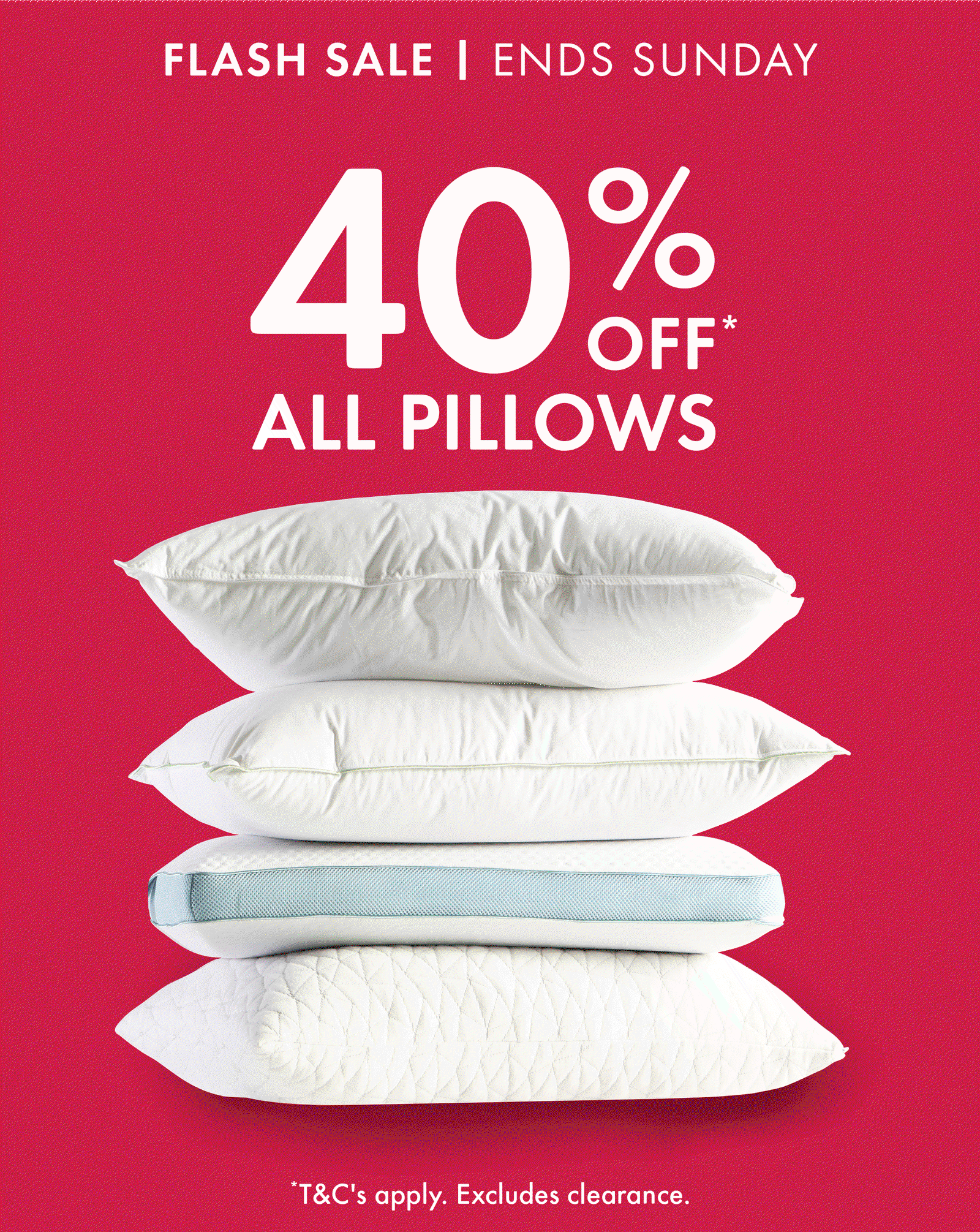 Flash Sale | 40% Off All Pillows