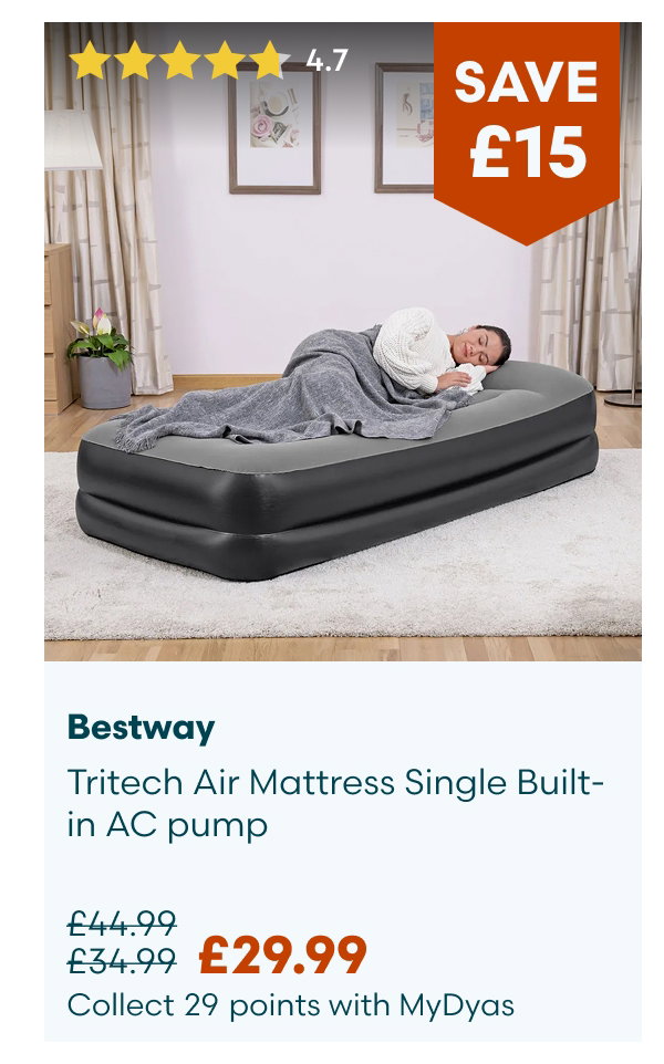 Bestway Tritech Air Mattress Single Built-in AC pump