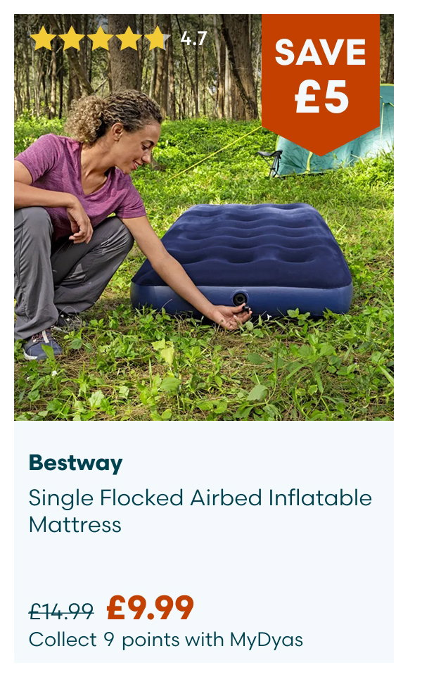 Bestway Single Flocked Airbed Inflatable Mattress