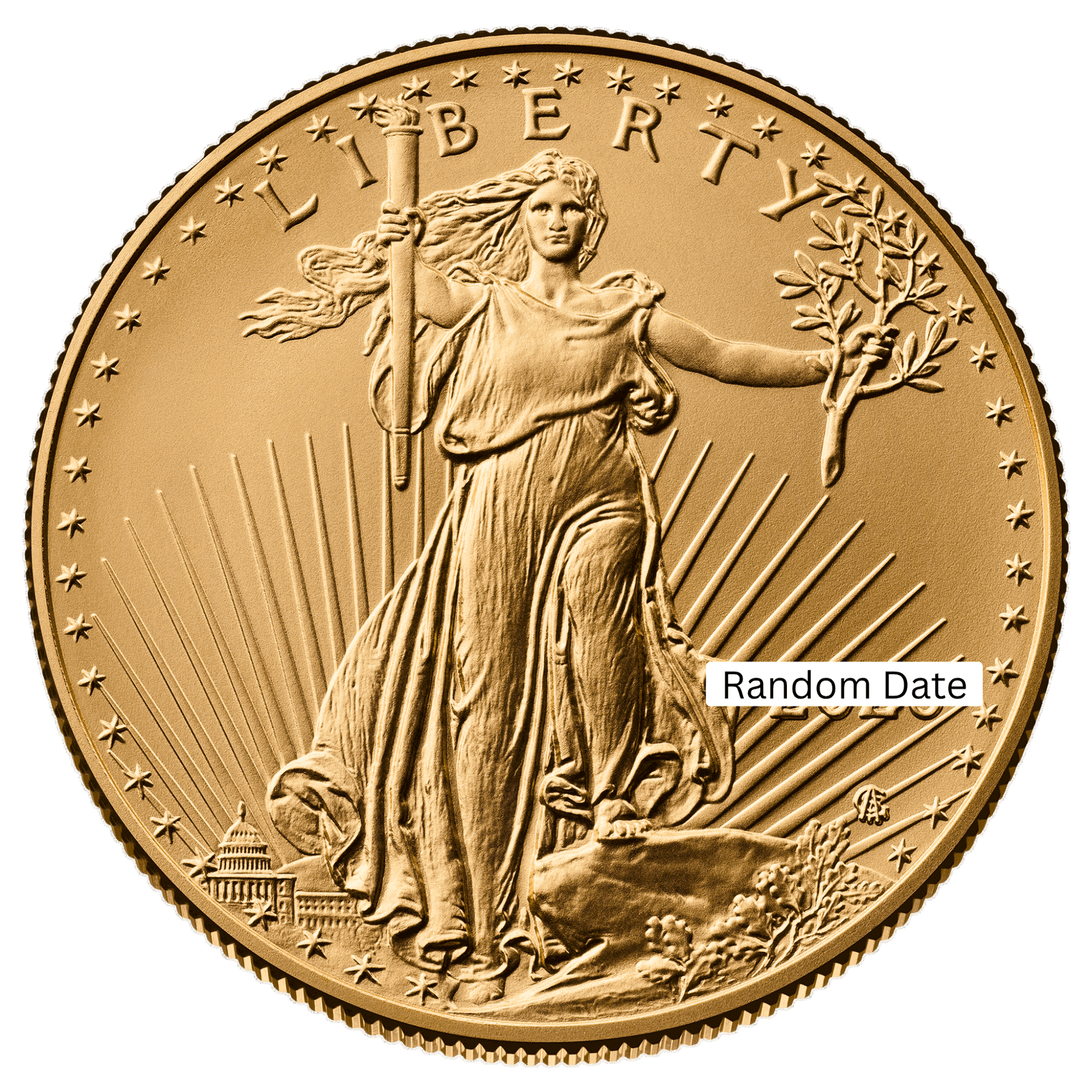 2026 1 oz American Gold Eagle coin, obverse showing Lady Liberty