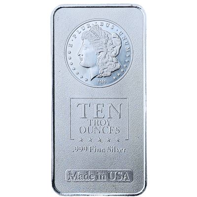10 oz Morgan silver bar, .999 fine silver