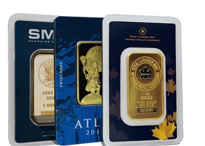 1 oz COMEX-approved gold bar sealed in assay card