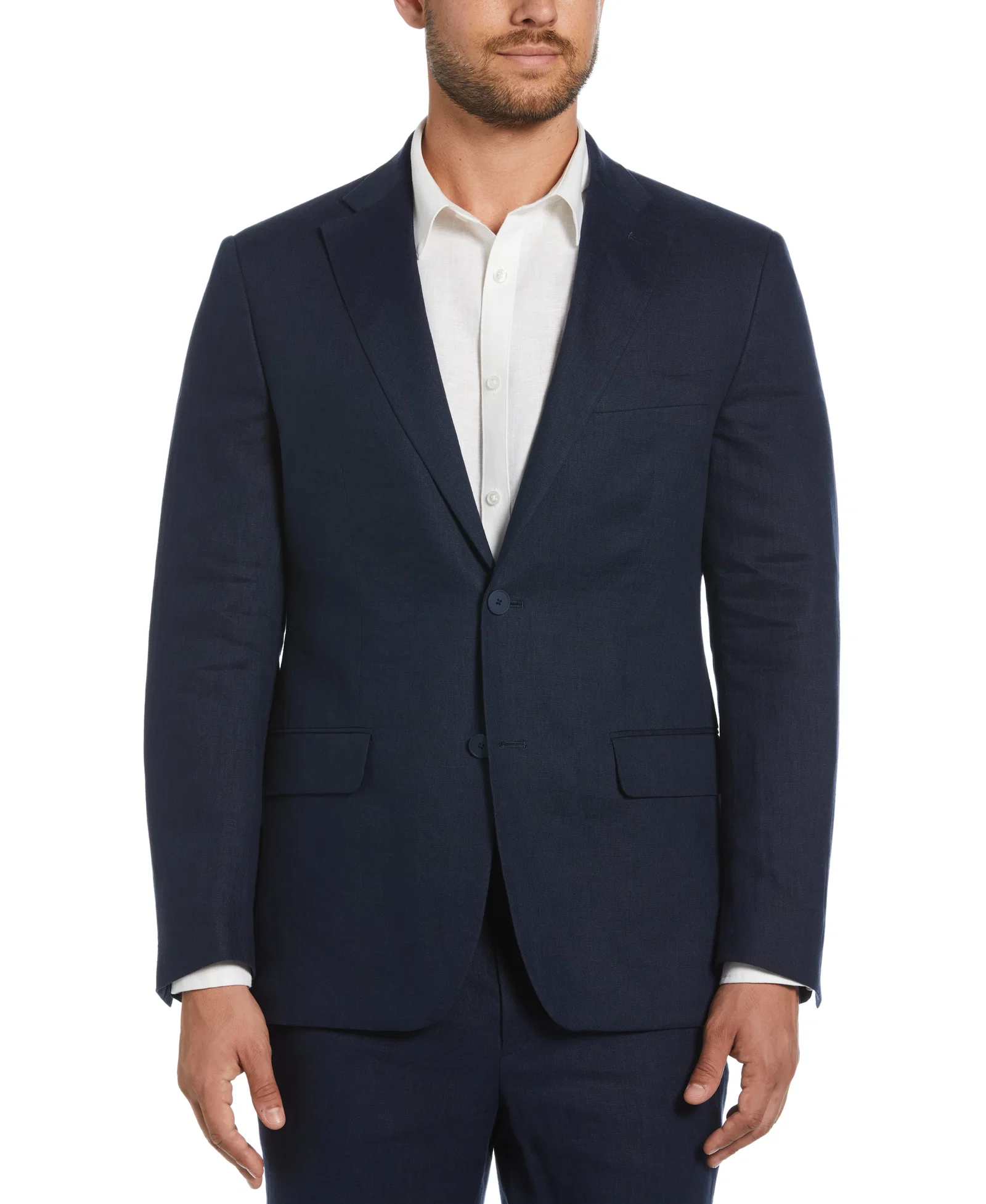 Image of 100% Linen Single-Breasted Suit Jacket