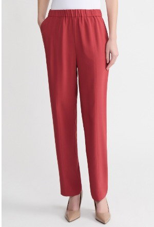 Nora Straight Leg Crepe de Chine Pant, Russet