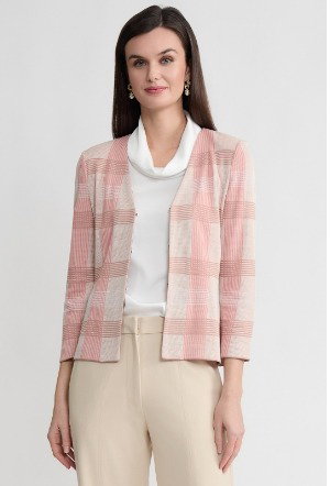 Tailored Multi-Color Plaid Knit Jacket - True Fit
