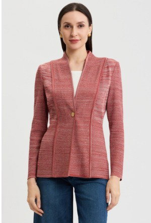 Tailored Melange Princess Seam Knit Jacket