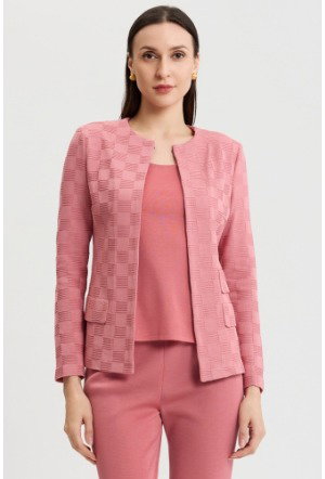 Tailored Tonal Checkered Knit Jacket