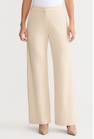 Naomi Wide Leg LuxeStretch Ponte Pant, Biscotti - True Fit