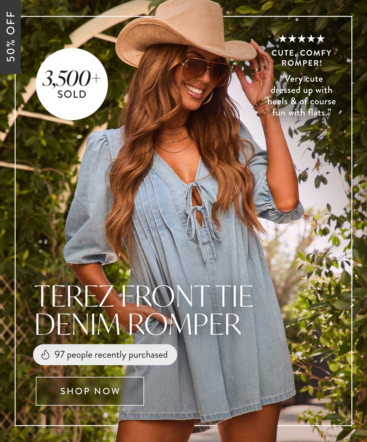 Shop The Terez Front Tie Denim Romper